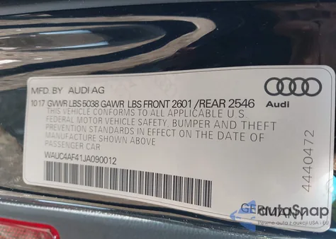 2018 Audi S4 3.0T Premium Plus from USA, damaged, VIN WAUC4AF41JA090012